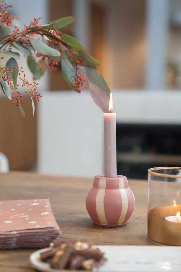 Zusss Glazen Kandelaar Met Strepen Zand