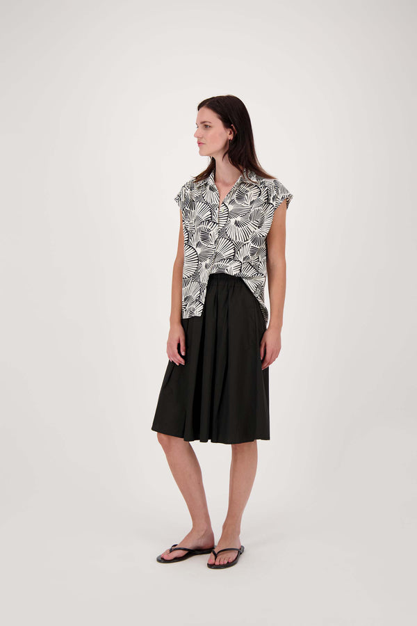 Zusss Halflange Rok Wijd Zwart