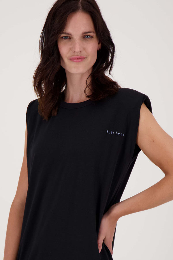 Zusss Jersey Jurk Met Schoudervullingen Zwart