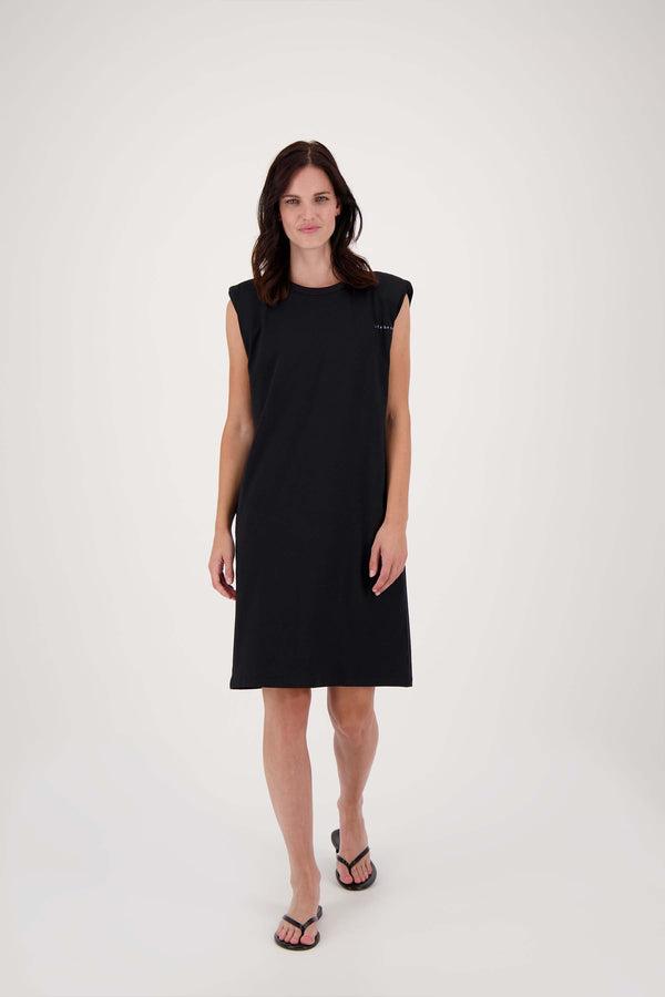 Zusss Jersey Jurk Met Schoudervullingen Zwart