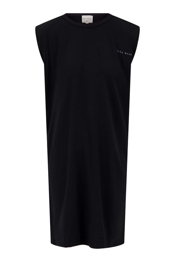 Zusss Jersey Jurk Met Schoudervullingen Zwart