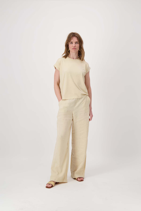 Zusss Jersey Top Opgerolde Mouw Sahara