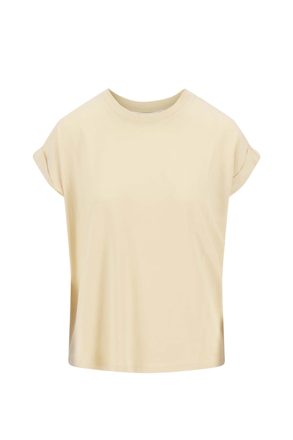 Zusss Jersey Top Opgerolde Mouw Sahara