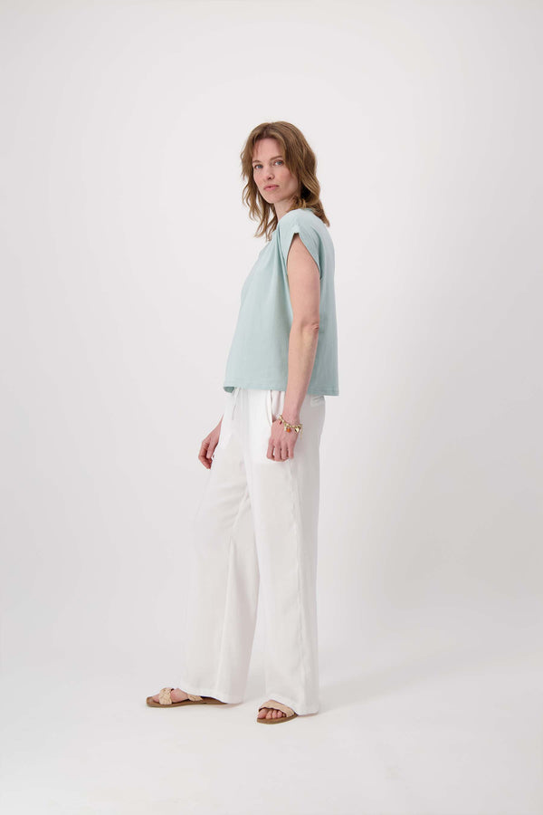 Zusss Jersey Top Opgerolde Mouw Vergrijsd Blauw