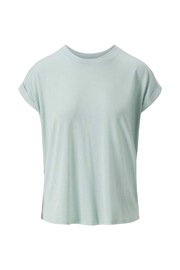 Zusss Jersey Top Opgerolde Mouw Vergrijsd Blauw