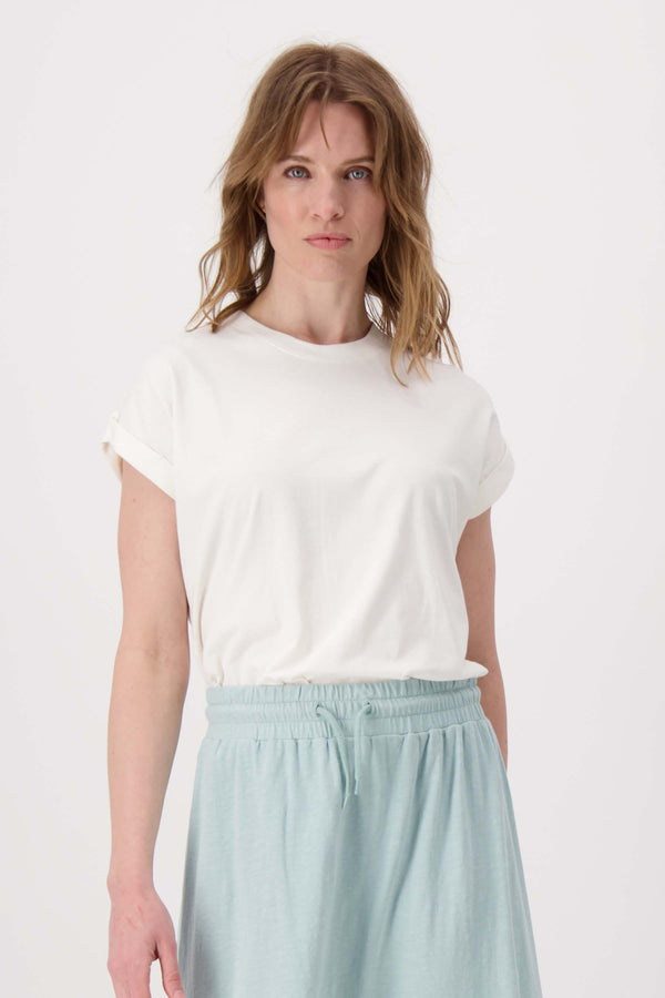 zusss jersey top opgerolde mouw wit