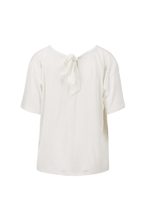 Zusss Jersey Wijde Top Met Strik In Nek Wit