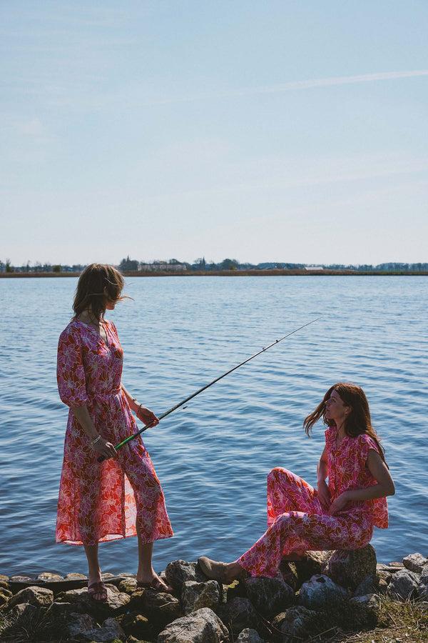Zusss Jurk Met Bloemen Print Fel Roze / Oranje