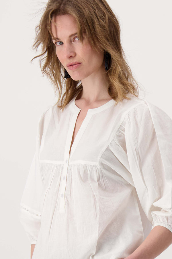 Zusss Katoenen Voile Blouse Off White