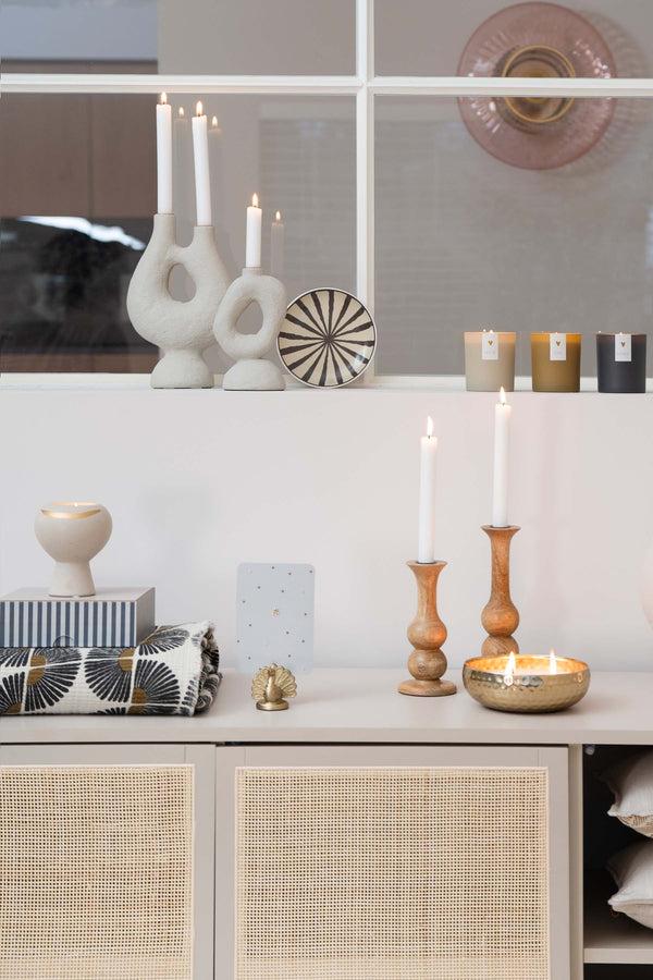 Zusss Keramieken Geurkaars Met Gouden Streep Zand