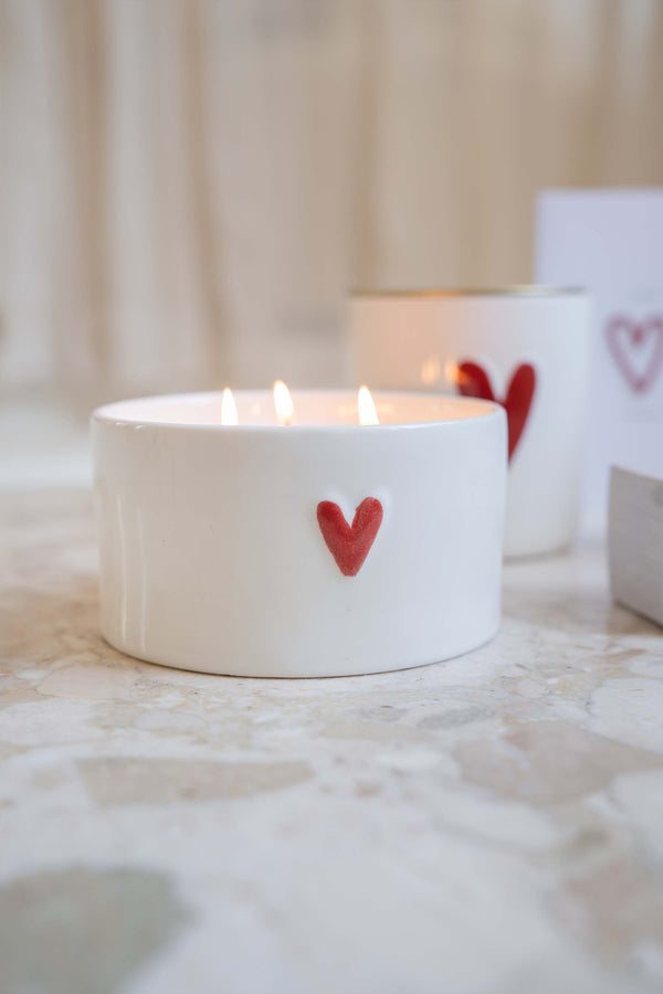 Zusss Keramieken Geurkaars Rood Hart L Wit