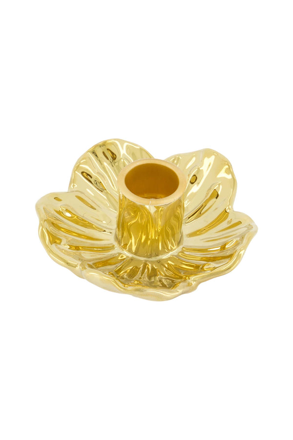 Zusss Keramieken Kandelaar Bloem Goud