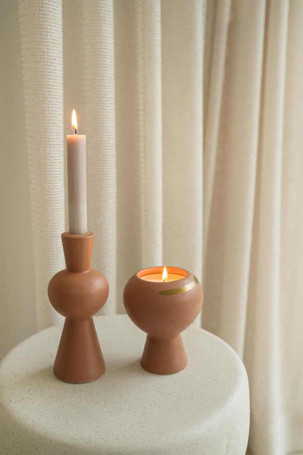 Zusss Keramieken Kandelaar Met Bolling Poederroze