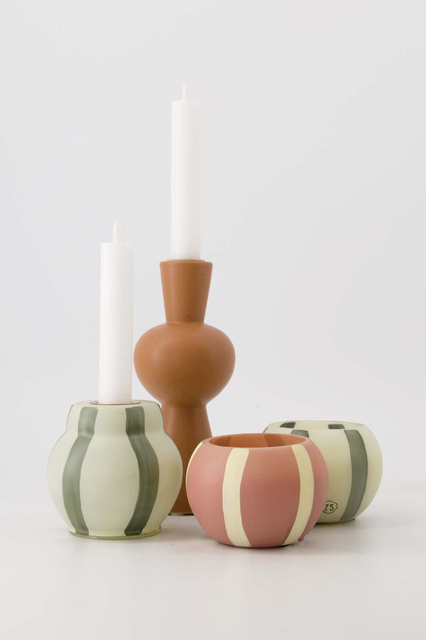 Zusss Keramieken Kandelaar Met Bolling Poederroze