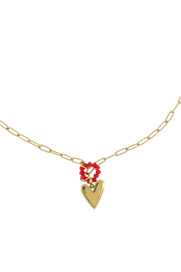 Zusss Ketting Met Hart Vorm Oranjerood / Goud