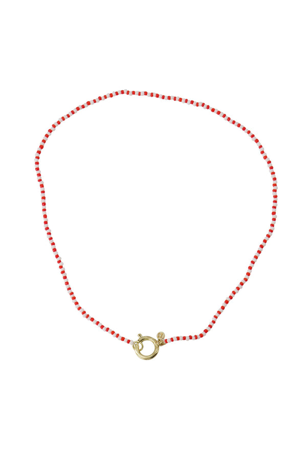 zusss ketting van streep kraaltjes wit / rood