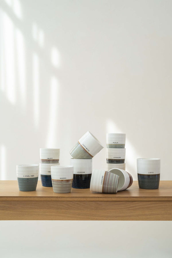 Zusss Koffiemok Geniet Brique / Wit