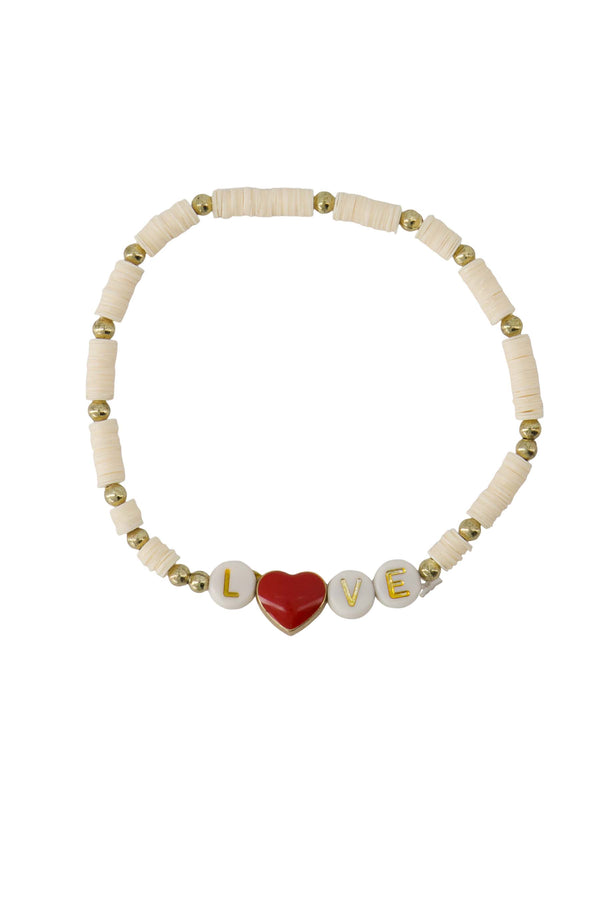 zusss kralenarmband met tekst love off white