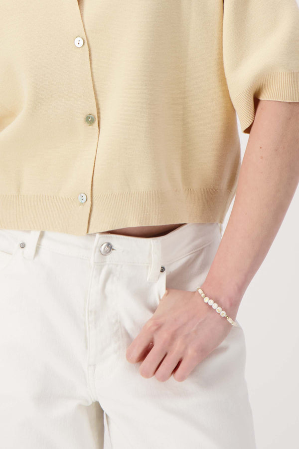 zusss kralenarmband met tekst smile off white