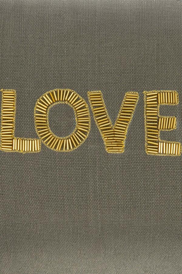 Zusss Kussen Love 25x35cm Antracietgrijs / Goud