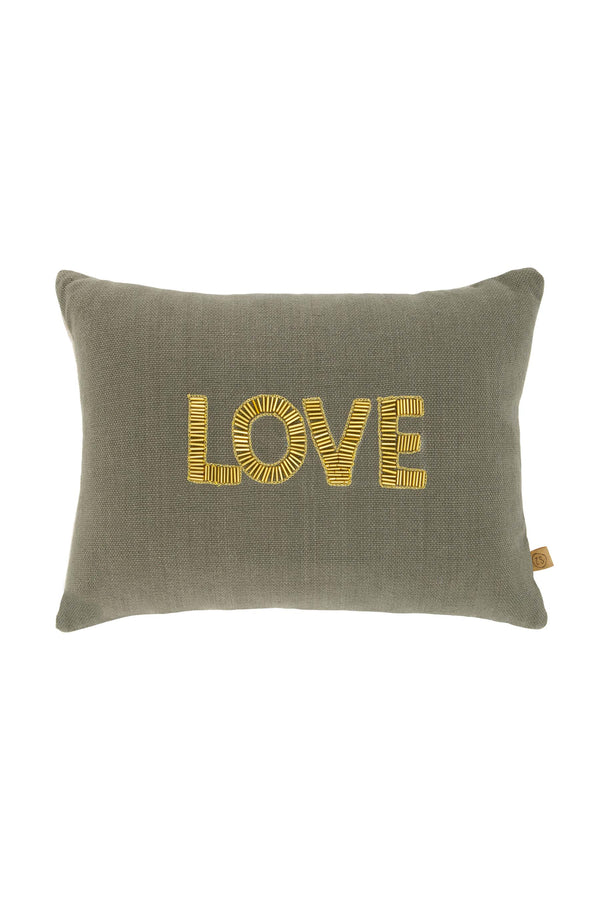 zusss kussen love 25x35cm antracietgrijs / goud