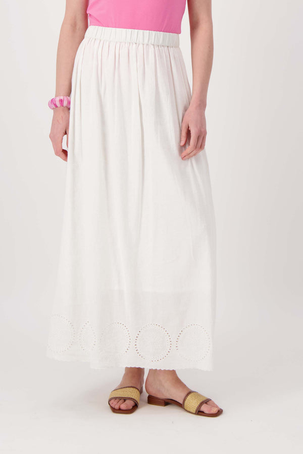 Zusss Lange Katoenen Rok Met Borduur Off White