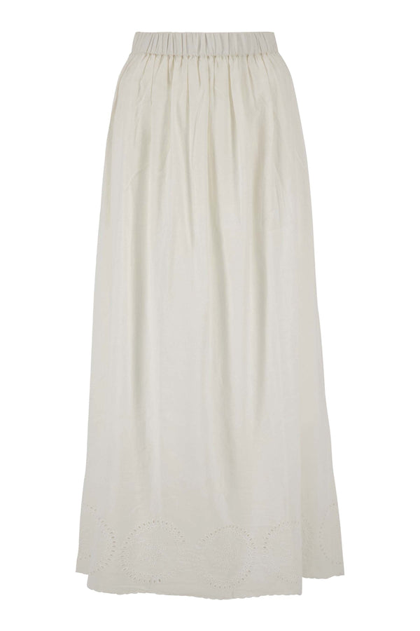 Zusss Lange Katoenen Rok Met Borduur Off White