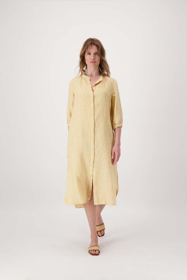 Zusss Lange Linnen Doorknoop Jurk Sahara