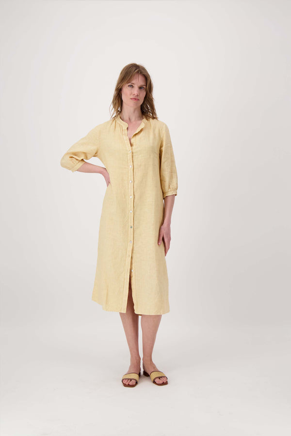 zusss lange linnen doorknoop jurk sahara