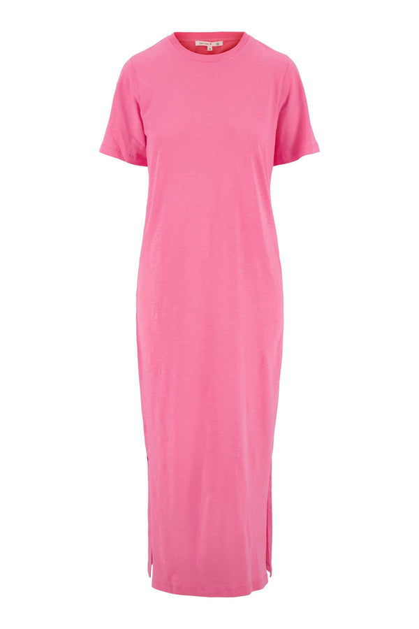 Zusss Lange T-shirt Jurk Met Split Fel Roze