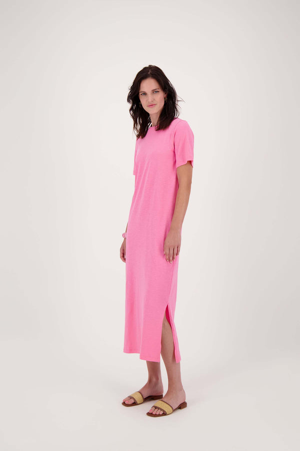 zusss lange t-shirt jurk met split fel roze