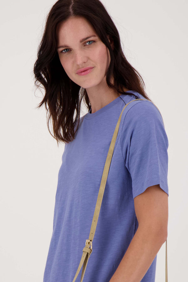 Zusss Lange T-shirt Jurk Met Split Paarsblauw