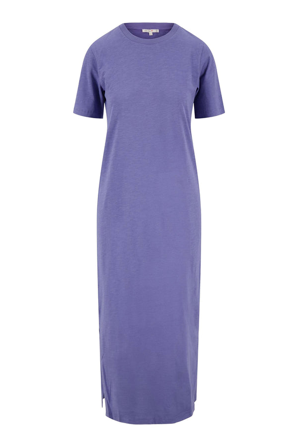 Zusss Lange T-shirt Jurk Met Split Paarsblauw