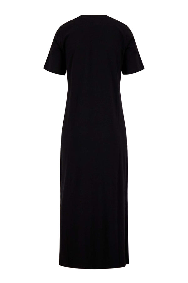 Zusss Lange T-shirt Jurk Met Split Zwart
