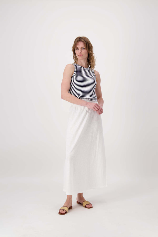 Zusss Lange Wijde Jersey Rok Off White