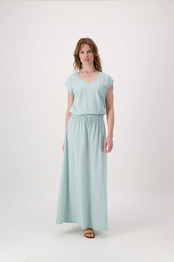 Zusss Lange Wijde Jersey Rok Vergrijsd Blauw