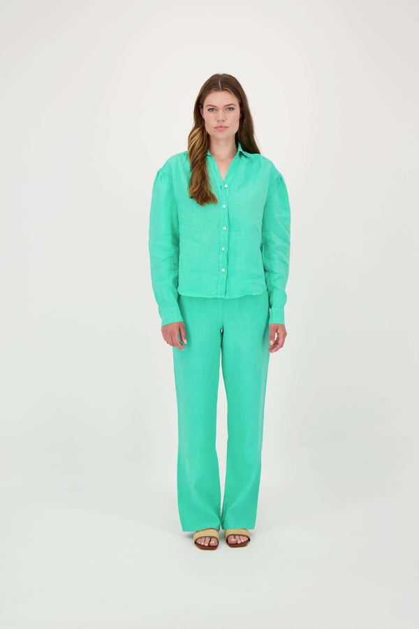 Zusss Linnen Blouse Turquoise