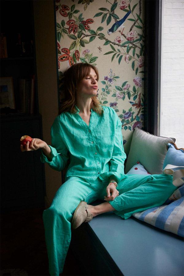 zusss linnen blouse turquoise