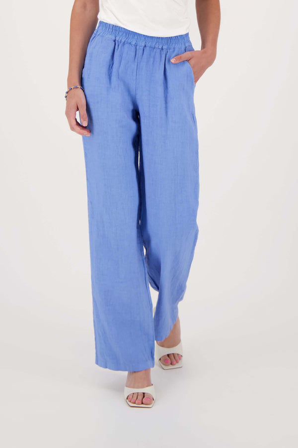 Zusss Linnen Broek Lavenderblauw