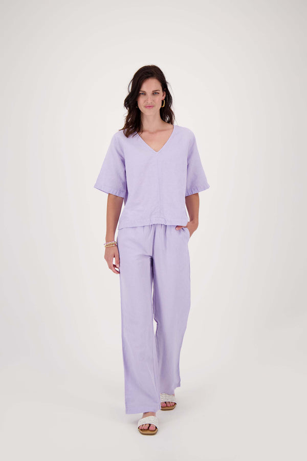 Zusss Linnen Broek Lila