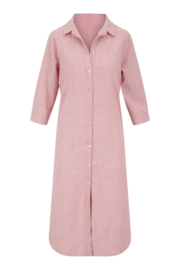 Zusss Linnen Jurk Fijne Streep Wit / Rood