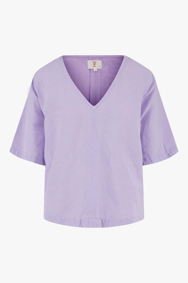 Zusss Linnen V-hals Top Lila