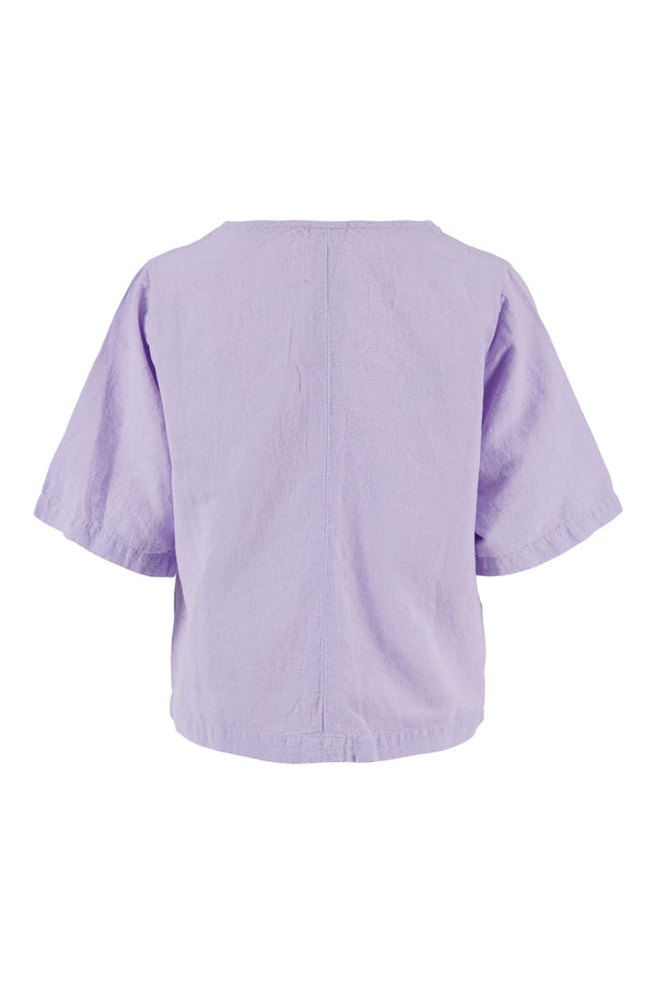 Zusss Linnen V-hals Top Lila