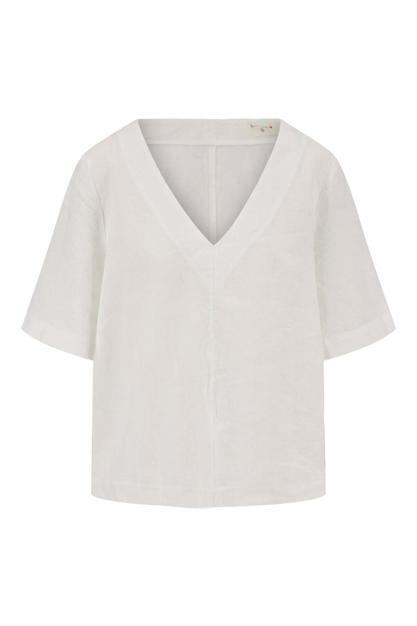zusss linnen v-hals top off white