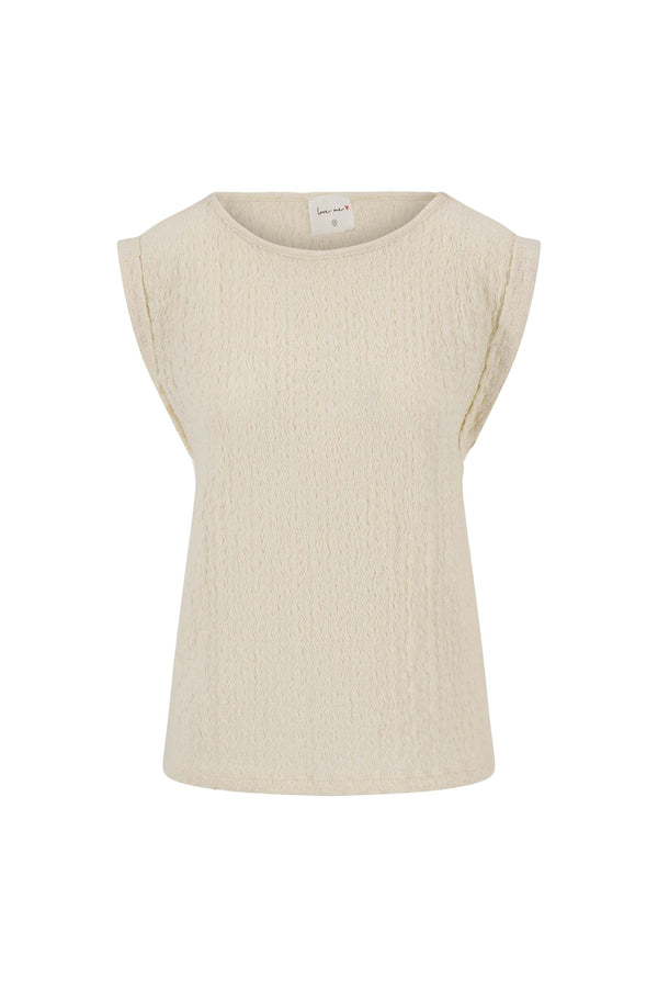 Zusss Mouwloze Top Van Crinkle Stof Off White