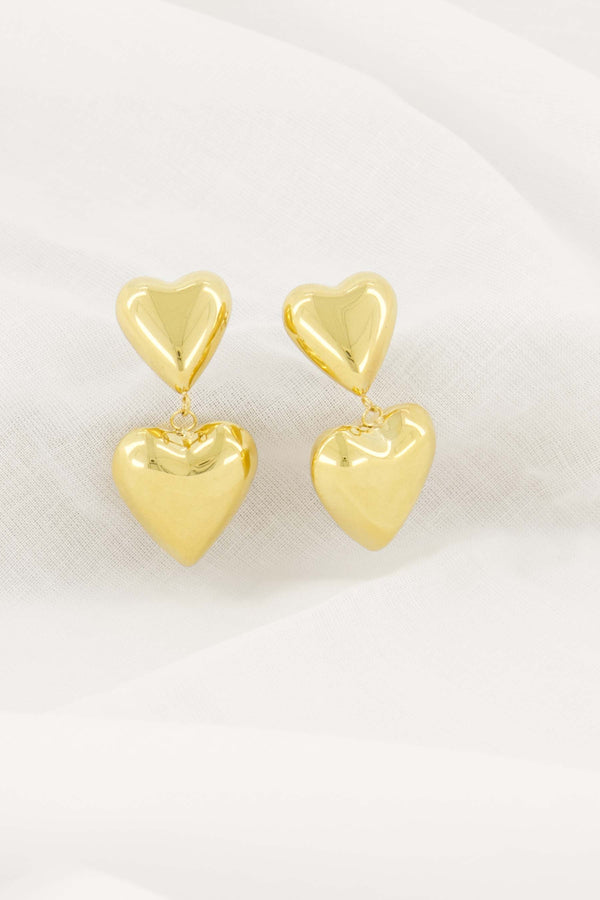 Zusss Oorbellen Met Twee Hartjes Goud Goud