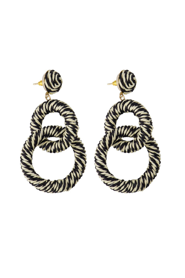 Zusss Oorbellen Van Touw Off White / Zwart