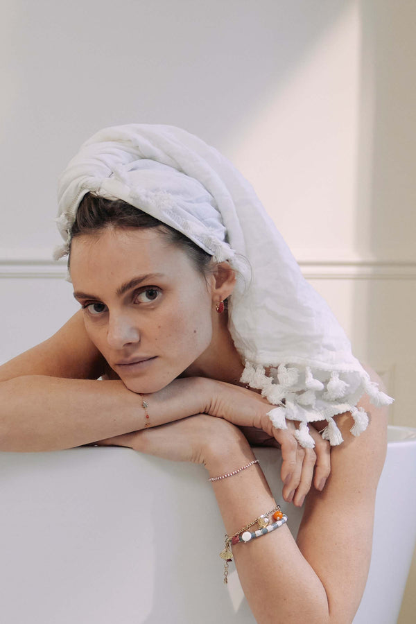 Zusss Oorringen Met Streep Oranjerood / Goud