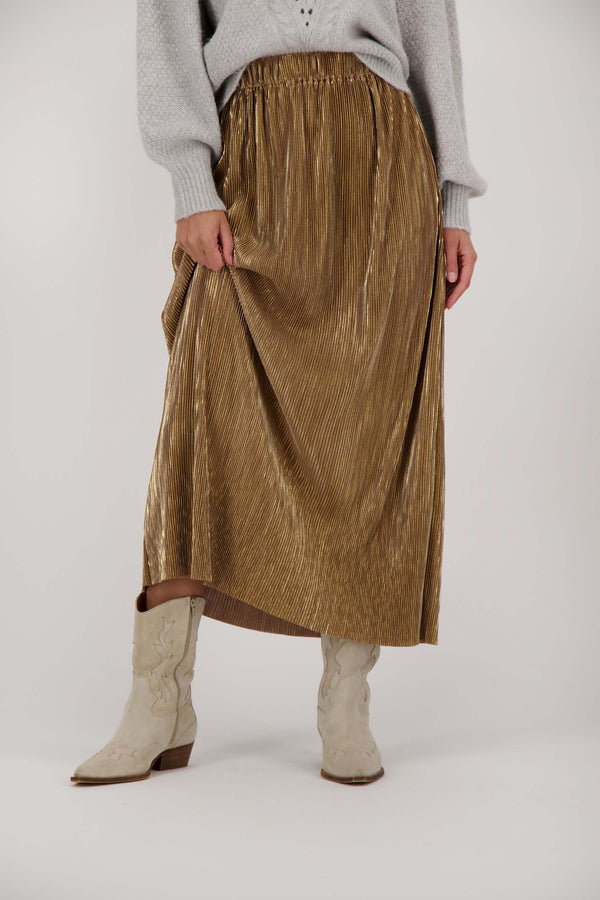 Zusss Plisse Rok Champagne Goud