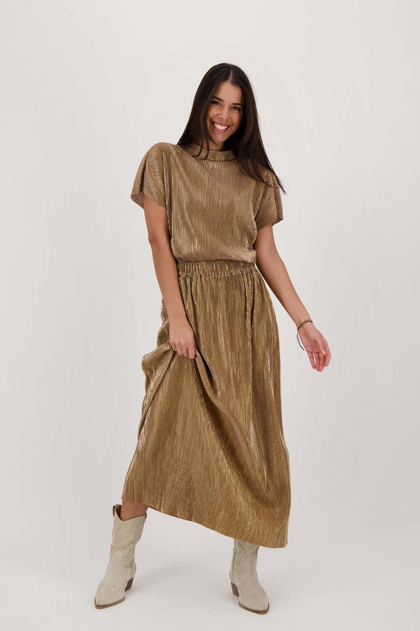 zusss plisse rok champagne goud